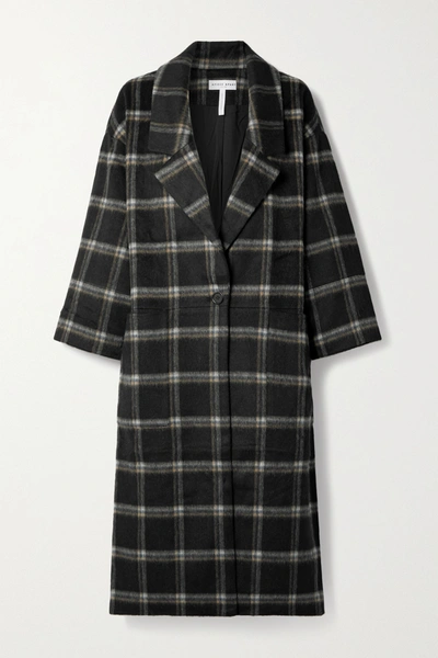 Apiece Apart Vita Oversized Checked Brushed Wool-blend Coat In Black