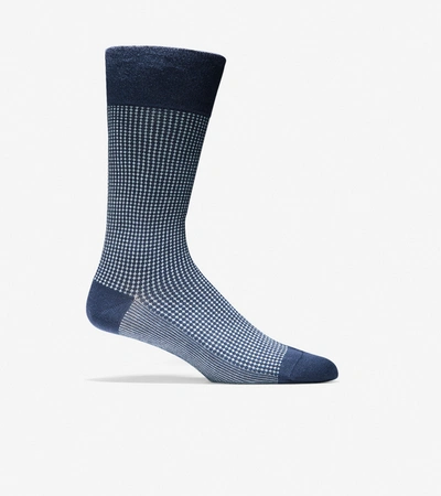 Cole Haan Mini Check Neat Crew Socks In Blue