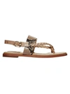 Cole Haan Women's Anica Braided Snakeskin-embossed Leather Slingback Thong Sandals In Brown