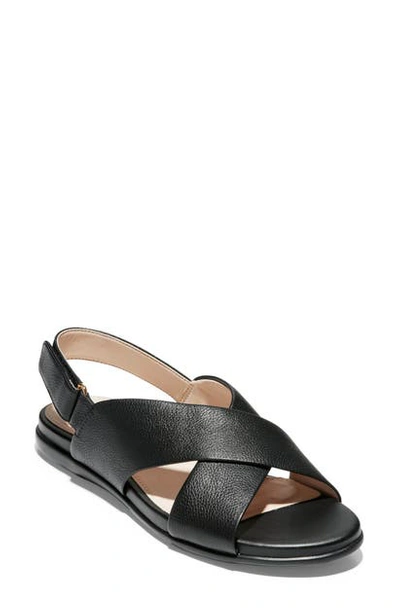 Cole Haan Grand Ambition Flat Sandal In Black Leather