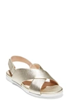Cole Haan Grand Ambition Flat Sandal In Soft Gold Leather