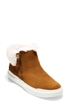 Cole Haan Grandpro Rally Faux Fur Trim Bootie In Caramel Suede