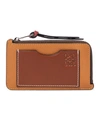 Loewe Two-tone Leather Card Holder In Light Camel Pecan