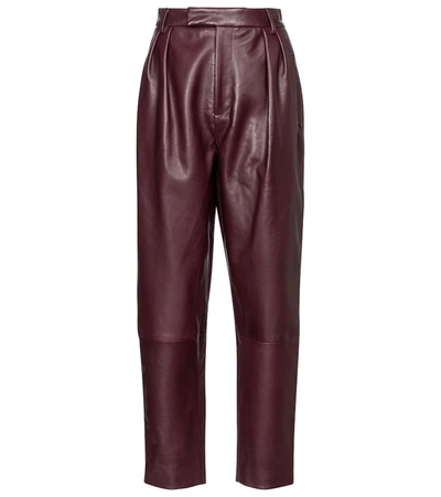 Khaite Magdeline High-rise Leather Pants - Bordeaux In Red