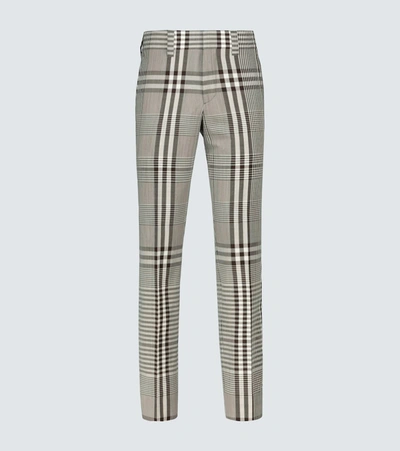 Burberry Checked Wool-blend Pants In Brown