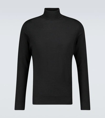 Sunspel Merino Wool Turtleneck In Black