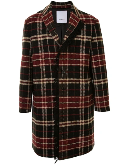 Ports V Checkered Single Breasted Coat In Multicolour
