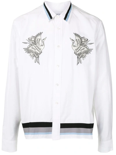 Ports V Heron Striped-edge Shirt In White