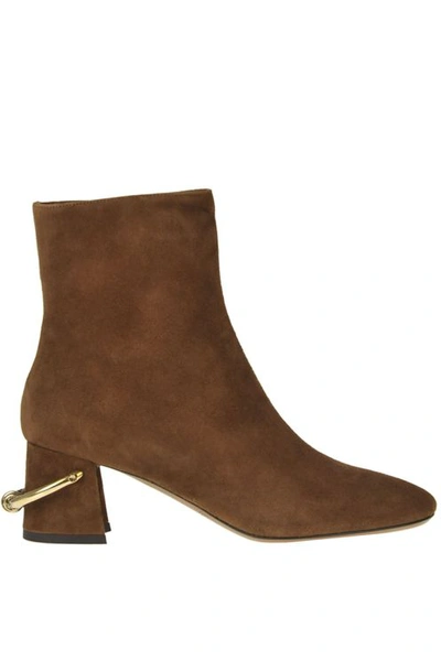 L'autre Chose Leather Ankle Boots In Brown