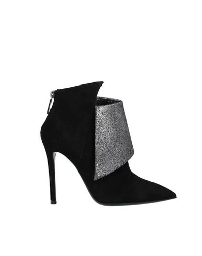 Pollini Suede Ankle Boots In Black