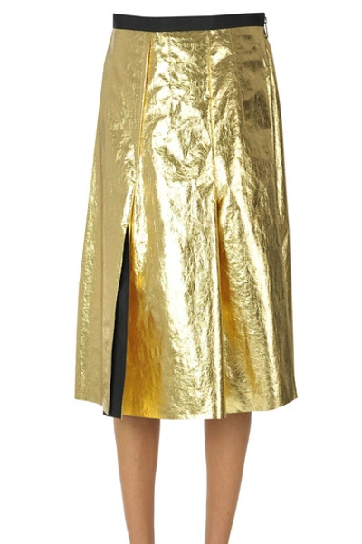 N°21 Metallic Effect Eco-leather Skirt In Gold