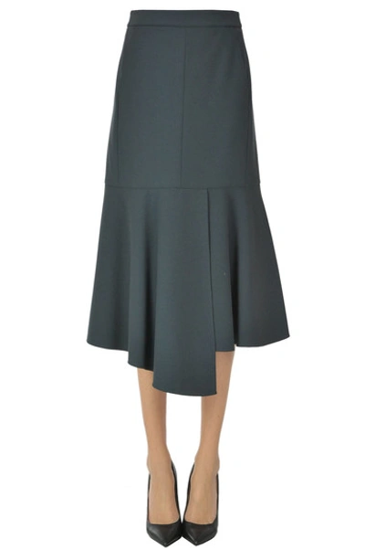 Tibi Asymmetric Midi Skirt In Navy Blue