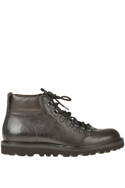 Max Mara Leather Lace Up Boots In Dark Brown