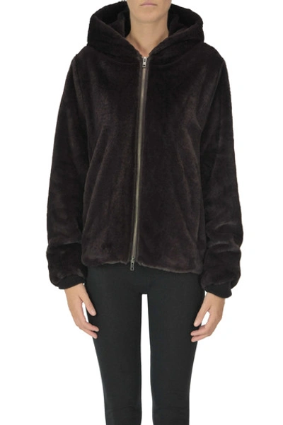 Vince Eco-fur Jacket In Dark Brown