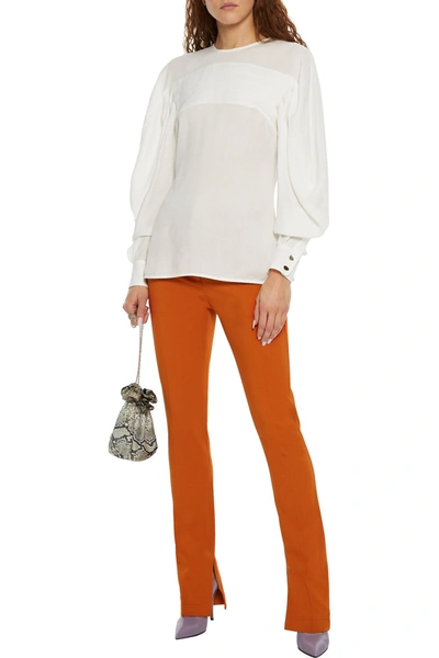 Victoria Beckham Pintucked Jacquard Blouse In Off-white
