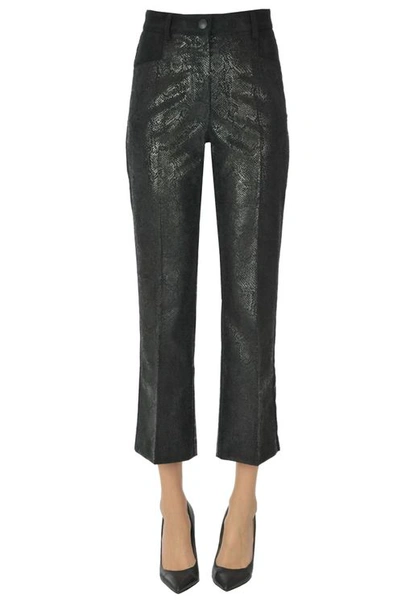 8pm Reptile Print Corduroy Trousers In Black