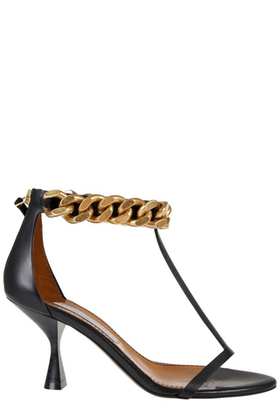 Stella Mccartney Falabella Chain T-strap Sandals In Black