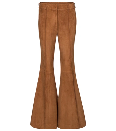 Khaite Charles Suede Flared Pants In Brown