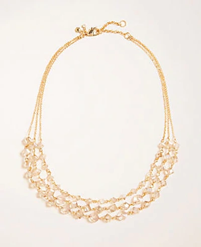 Ann Taylor Triple Strand Beaded Necklace In Gold
