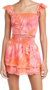 Peixoto Mariel Smocked Top Swim Cover-up In Grapefruit Tie Dye