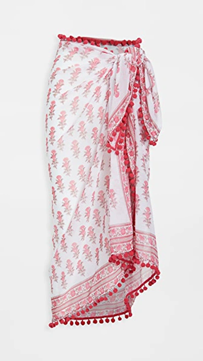 Playa Lucila Border Print Sarong In Pink