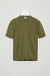 Cos Silk-cotton Knit Polo Shirt In Green