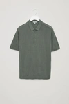 Cos Silk-cotton Knit Polo Shirt In Green