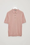 Cos Silk-cotton Knit Polo Shirt In Pink