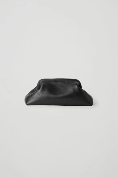 Cos Large Leather Clutch Bag In Black
