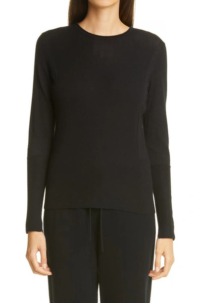 St John Cashmere Fitted Crew Neck Sweater In Black