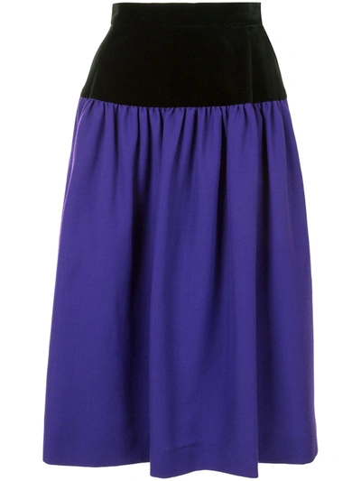 Pre-owned Saint Laurent Gathered Flared Knee-length Skirt In Purple