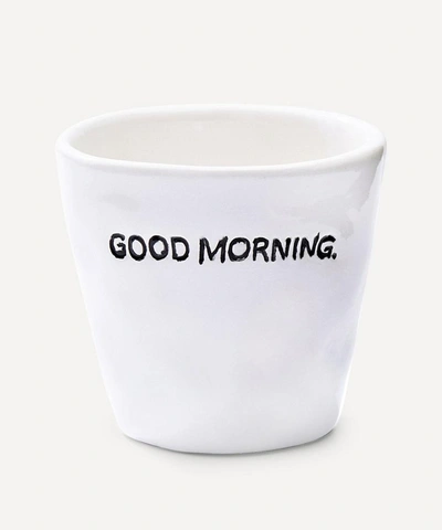 Anna + Nina Good Morning Ceramic Espresso Cup In White