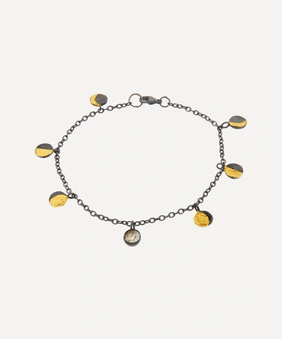 Acanthus Oxidised Silver Lunar Phase Moonstone Bracelet In Oxidised Silver/gold