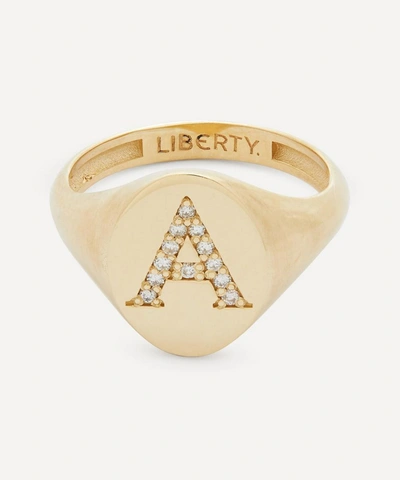 Liberty 9ct Gold And Diamond Initial  Signet Ring