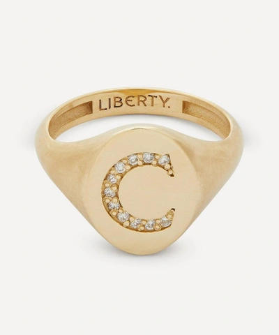 Liberty 9ct Gold And Diamond Initial  Signet Ring