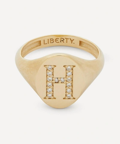 Liberty 9ct Gold And Diamond Initial  Signet Ring