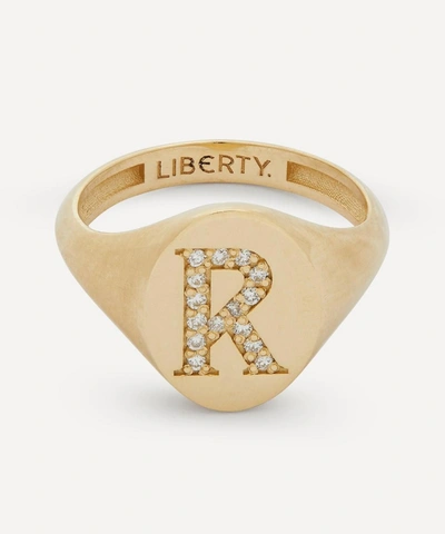 Liberty 9ct Gold And Diamond Initial  Signet Ring