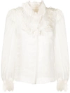 Zimmermann The Lovestruck Floral Applique Shirt In White