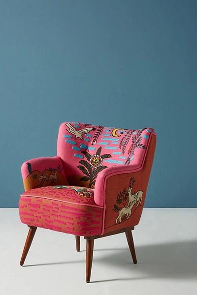 Anthropologie Imagined World Accent Chair In Pink