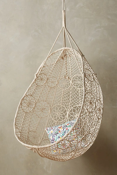 Anthropologie Knotted Melati Hanging Chair In White