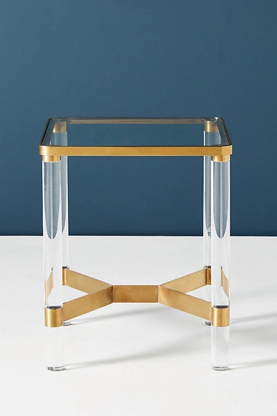 Anthropologie Oscarine Lucite End Table In Gold