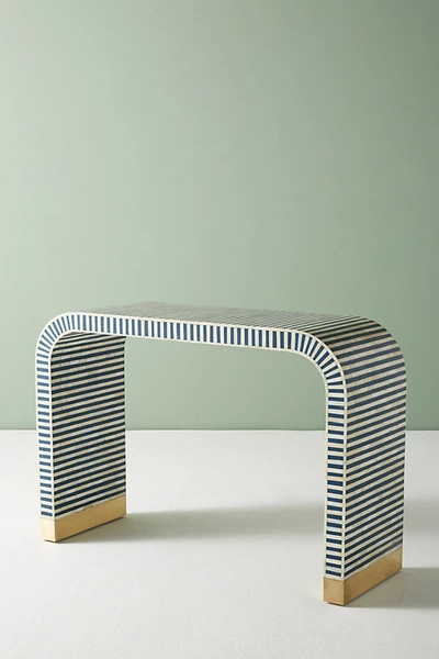 Anthropologie Waterfall Inlay Console Table In Blue