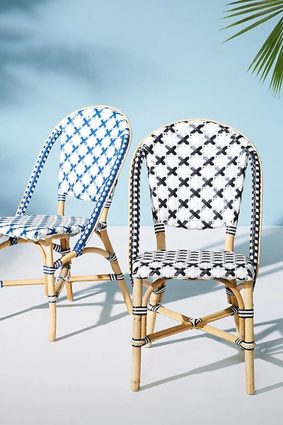 Anthropologie Woven Bistro Dining Chair In Blue