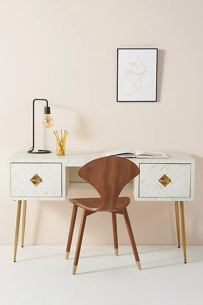 Anthropologie Optical Inlay Desk In White