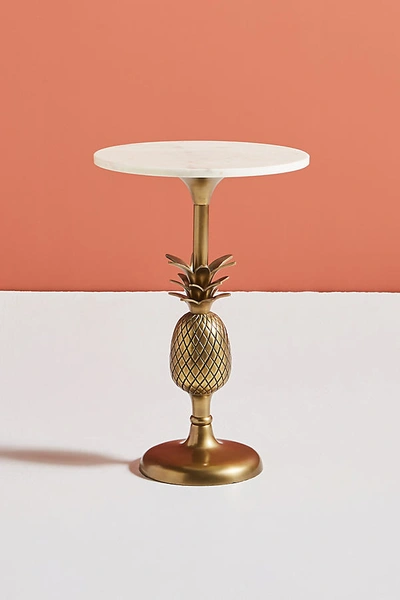Anthropologie Pineapple Pedestal Side Table In Brown