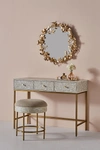 Anthropologie Scroll Vine Inlay Vanity Table In Grey