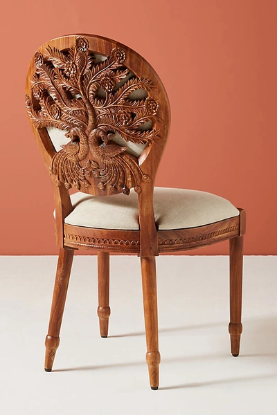 Anthropologie Handcarved Peacock Dining Chair In Brown