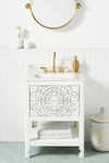 Anthropologie Handcarved Lombok Powder Bathroom Vanity In White