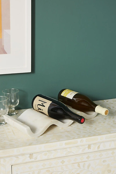 Anthropologie Robin Marble Wine Bottle Holder In White