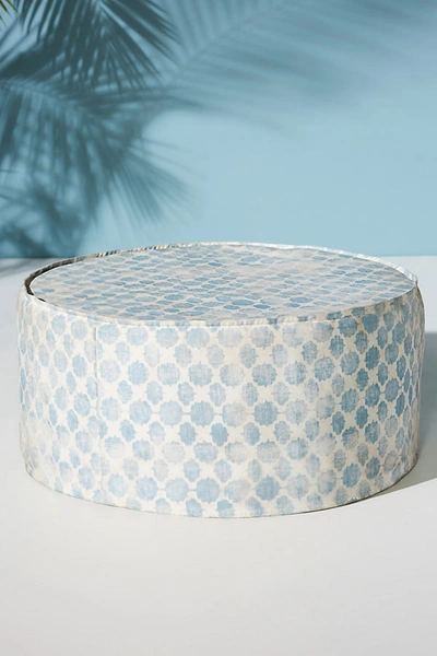 Anthropologie Mod Fret Clive Indoor/outdoor Ottoman In Blue
